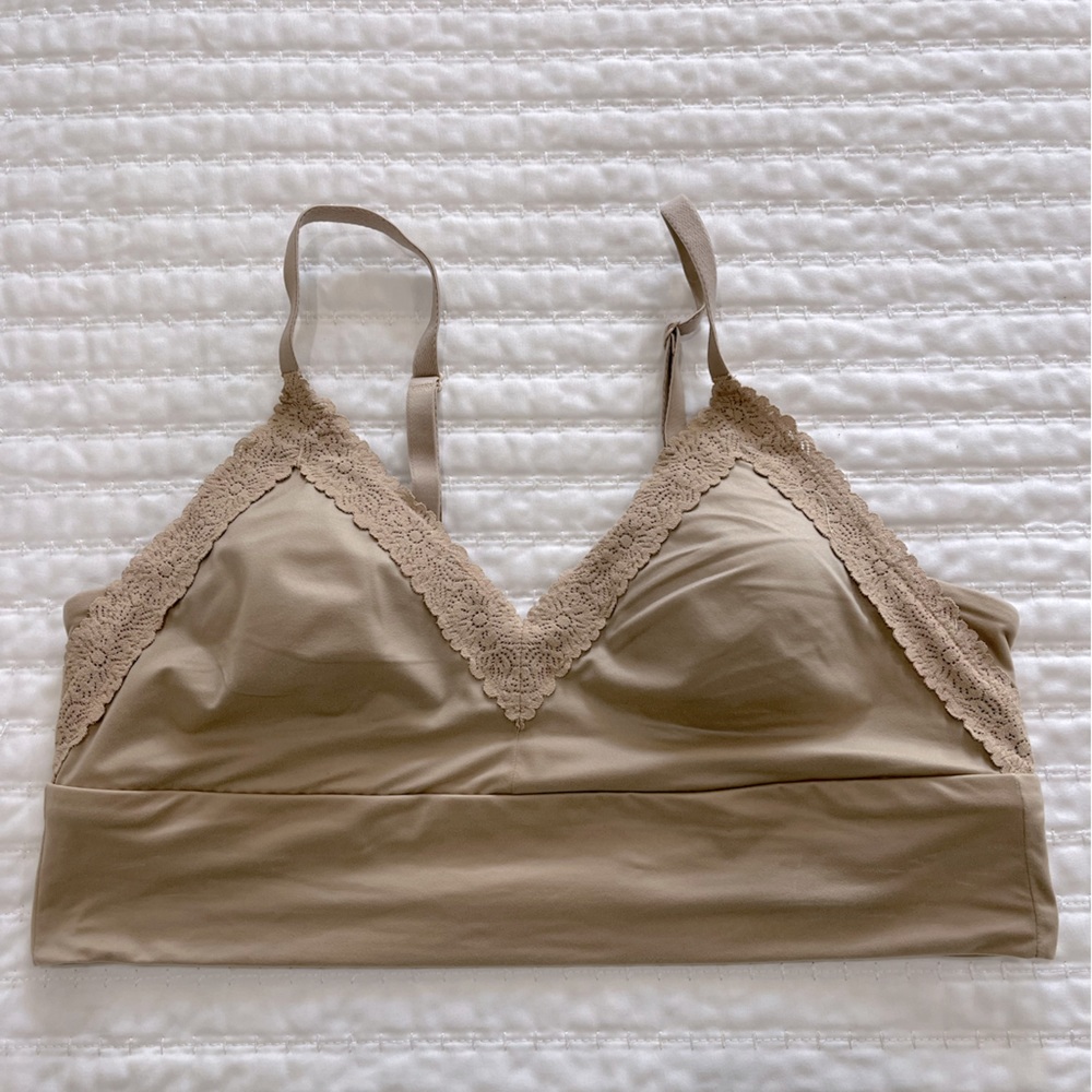 Aerie Real Good Sunnie Lace Bralette Nude Size L